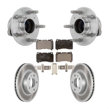 Front Hub Bearing Assembly Coated Brake Rotor Pad Kit For 2019 Cadillac ATS Base with RWD KBB-131836