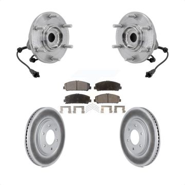 Front Hub Bearing Assembly Coated Disc Brake Rotor Pad Kit For 2017-2023 Nissan TITAN 4WD KBB-131846