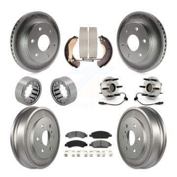 Front Rear Hub Bearing Coated Disc Brake Rotor & Pads Shoe Kit (10Pc) For GMC Sierra 1500 KBB-131865