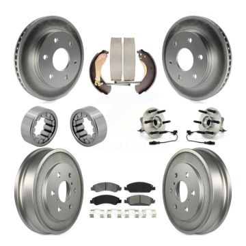 Front Rear Hub Bearing Coated Disc Brake Rotor & Pads Shoe Kit (10Pc) For GMC Sierra 1500 KBB-131866
