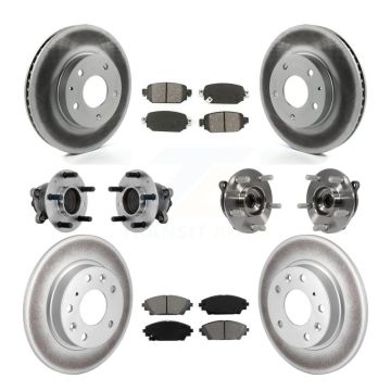 Front Rear Hub Bearing Coated Brake Rotor And Pad Kit (10Pc) For 2019-2021 Mazda CX-3 FWD KBB-131867