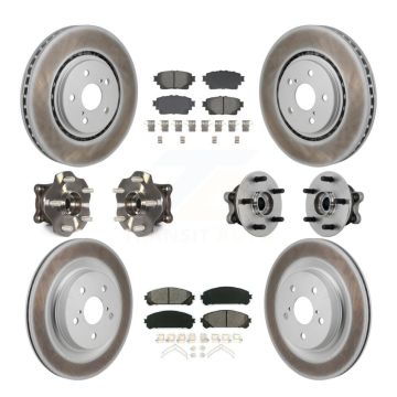 Front Rear Hub Bearing Coated Brake Rotor Pads Kit (10Pc) For 2021-2023 Toyota Sienna AWD KBB-131872