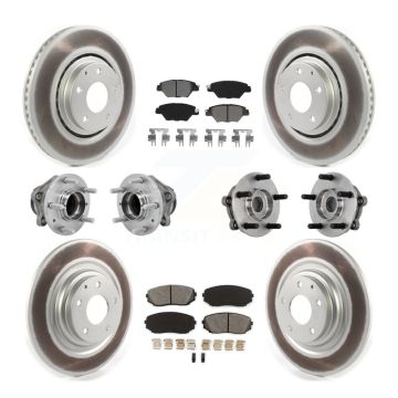 Front Rear Hub Bearing Coated Brake Rotor And Pad Kit (10Pc) For 2016-2021 Mazda CX-9 FWD KBB-131873