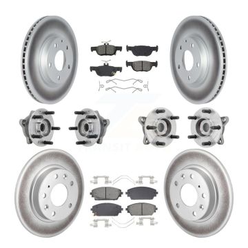 Front Rear Hub Bearing Coated Disc Brake Rotor & Pad Kit (10Pc) For 2021-2022 Mazda 3 AWD KBB-131877