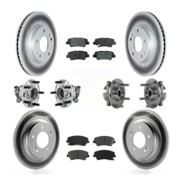 Front Rear Hub Bearings Coated Disc Brake Rotors And Pads Kit (10Pc) For Hyundai Ioniq KBB-131878