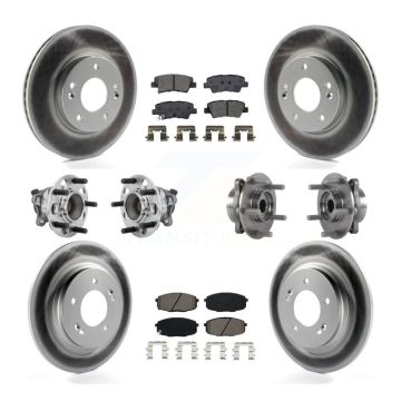 Front Rear Hub Bearing Coated Disc Brake Rotor And Pads Kit (10Pc) For Hyundai Elantra GT KBB-131881