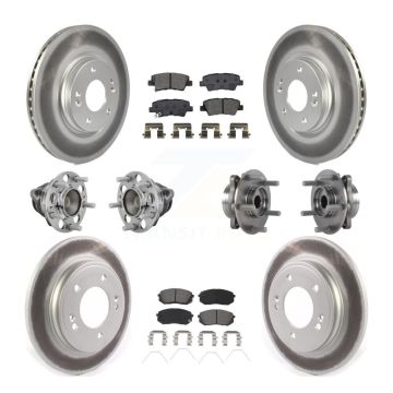 Front Rear Hub Bearing Coated Brake Rotor & Pad Kit (10Pc) For Kia Forte Hyundai Veloster KBB-131885