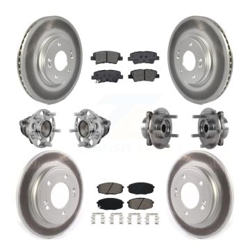 Front Rear Hub Bearing Coated Disc Brake Rotor And Pad Kit (10Pc) For 2020 Kia Forte 1.6L KBB-131886