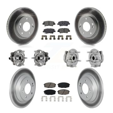 Front Rear Hub Bearing Coat Brake Rotor Pads Kit (10Pc) For 22 Hyundai Kona FWD with 1.6L KBB-131888