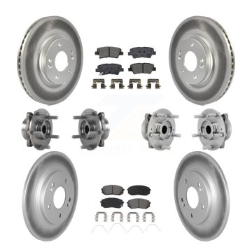 Front Rear Hub Bearing Coated Disc Brake Rotor & Pad Kit (10Pc) For 2022 Hyundai Kona AWD KBB-131890