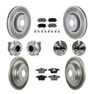 Front Rear Hub Bearings Coated Disc Brake Rotors And Pads Kit (10Pc) For Volvo S60 V70 KBB-131899