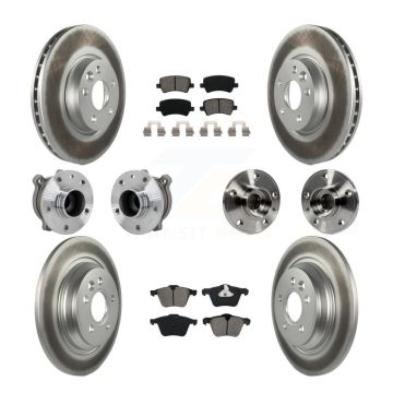Front Rear Hub Bearing Assembly Coated Disc Brake Rotor And Pads Kit (10Pc) For Volvo V70 KBB-131901