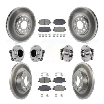 Front Rear Hub Bearing Coated Brake Rotor Pads Kit (10Pc) For Jeep Renegade Fiat 500X FWD KBB-131927
