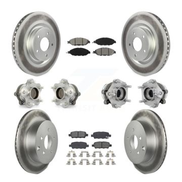 Front Rear Hub Bearing Coated Disc Brake Rotors And Pads Kit (10Pc) For Nissan Murano FWD KBB-131928