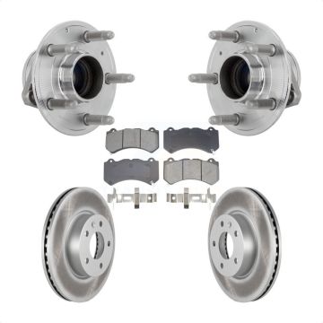 Front Hub Bearing Assembly Coated Brake Rotor & Pads Kit For 2017 Cadillac ATS V with RWD KBB-131945