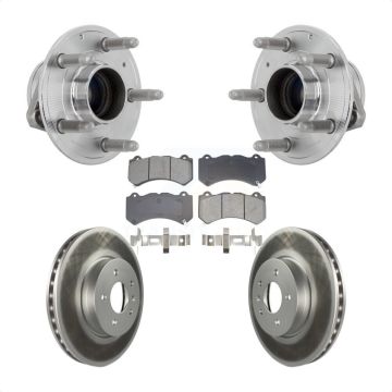 Front Hub Bearing Assembly Coated Disc Brake Rotor & Pads Kit For Cadillac ATS V with RWD KBB-131946