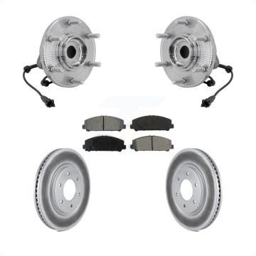 Front Hub Bearing Assembly Coated Disc Brake Rotor Pad Kit For 2017-2023 Nissan TITAN 4WD KBB-131972