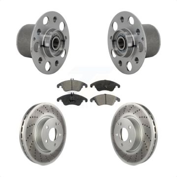 Front Hub Bearing Assembly Coated Brake Rotor & Pads Kit For Mercedes-Benz E350 E400 E250 KBB-131977
