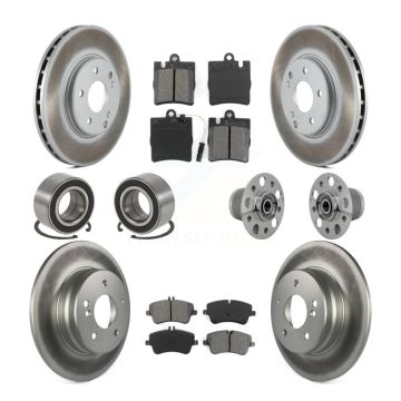 Front Rear Hub Bearing Coated Brake Rotor Pads Shoe Kit (10Pc) For Mercedes-Benz C350 RWD KBB-131992
