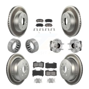 Front Rear Hub Bearing Coated Brake Rotor Pads Shoe Kit (10Pc) For Chevrolet Colorado GMC KBB-131993