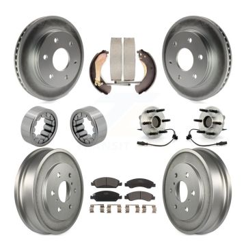 Front Rear Hub Bearing Coated Disc Brake Rotor & Pads Shoe Kit (10Pc) For GMC Sierra 1500 KBB-131996