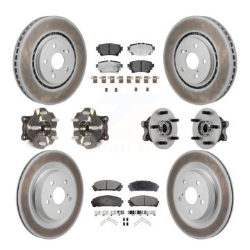 Front Rear Hub Bearing Coated Brake Rotor Pads Kit (10Pc) For 2021-2023 Toyota Sienna AWD KBB-131999