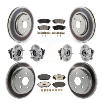 Front Rear Hub Bearing Coated Disc Brake Rotor And Ceramic Pad Kit (10Pc) For Toyota C-HR KBB-132006