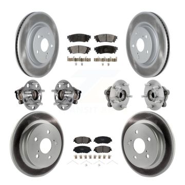 Front Rear Hub Bearing Coated Disc Brake Rotor And Ceramic Pad Kit (10Pc) For Toyota C-HR KBB-132007