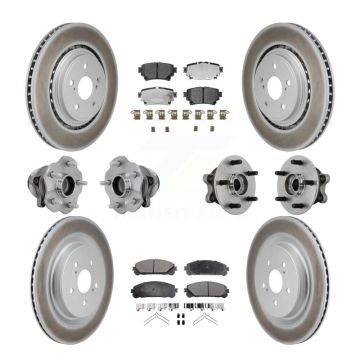 Front Rear Hub Bearing Coated Brake Rotor Pads Kit (10Pc) For 20-22 Toyota Highlander FWD KBB-132013