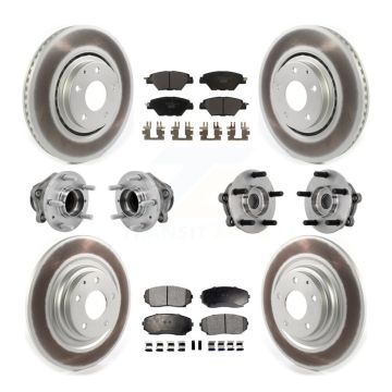 Front Rear Hub Bearing Coated Brake Rotor And Pad Kit (10Pc) For 2016-2021 Mazda CX-9 FWD KBB-132022