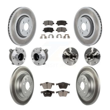 Front Rear Hub Bearings Coated Disc Brake Rotors And Pads Kit (10Pc) For Volvo S60 V70 KBB-132026