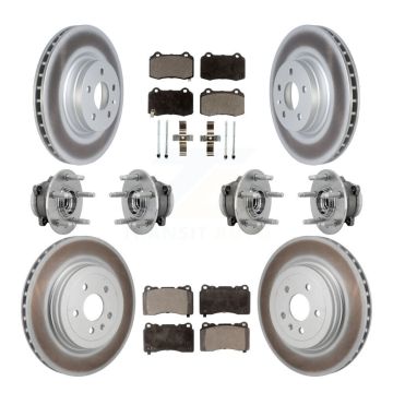 Front Rear Hub Bearings Coated Disc Brake Rotors And Ceramic Pads Kit (10Pc) For Tesla S KBB-132033