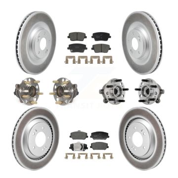 Front Rear Hub Bearing Coated Disc Brake Rotor And Pads Kit (10Pc) For Hyundai Veloster N KBB-132038