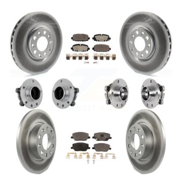 Front Rear Hub Bearings Coated Disc Brake Rotors And Pads Kit (10Pc) For Jeep Compass FWD KBB-132040