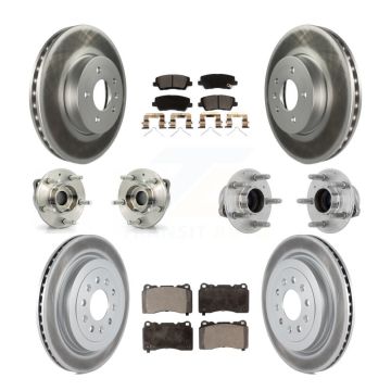 Front Rear Hub Bearings Coated Disc Brake Rotors And Pads Kit (10Pc) For Cadillac ATS KBB-132042
