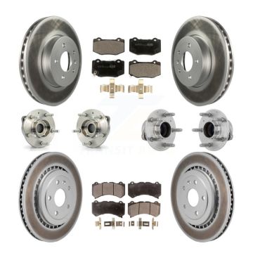 Front Rear Hub Bearing Coated Disc Brake Rotor Pad Kit (10Pc) For Cadillac ATS V with RWD KBB-132043