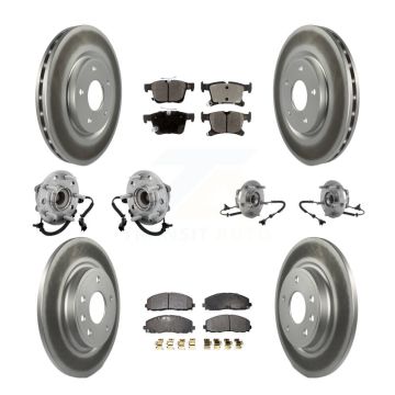 Front Rear Hub Bearing Coated Brake Rotor & Pads Kit (10Pc) For Chrysler Pacifica Voyager KBB-132044