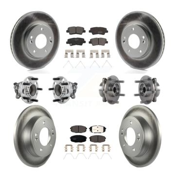 Front Rear Hub Bearing Coated Brake Rotor Pad Kit (10Pc) For Kia Forte Hyundai Elantra GT KBB-132055