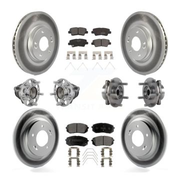 Front Rear Hub Bearing Coated Disc Brake Rotor And Pads Kit (10Pc) For Hyundai Elantra GT KBB-132056