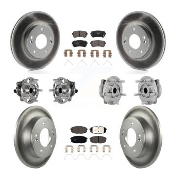 Front Rear Hub Bearings Coated Disc Brake Rotors And Pads Kit (10Pc) For Hyundai Kona KBB-132057