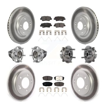 Front Rear Hub Bearing Coated Disc Brake Rotor And Pad Kit (10Pc) For 2020 Kia Forte 1.6L KBB-132062