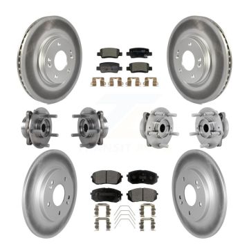 Front Rear Hub Bearing Coated Disc Brake Rotor And Ceramic Pads Kit (10Pc) For Kia Seltos KBB-132065