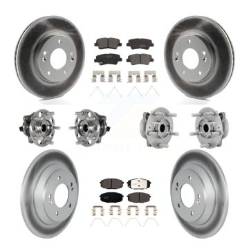Front Rear Hub Bearing Coat Brake Rotor Pads Kit (10Pc) For 22 Hyundai Kona FWD with 1.6L KBB-132068