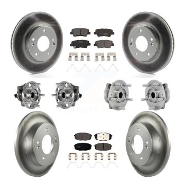 Front Rear Hub Bearing Coat Brake Rotor Pads Kit (10Pc) For 22 Hyundai Kona FWD with 2.0L KBB-132069