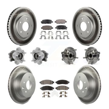 Front Rear Hub Bearing Coated Disc Brake Rotor & Pad Kit (10Pc) For 2011-2012 Nissan LEAF KBB-132071