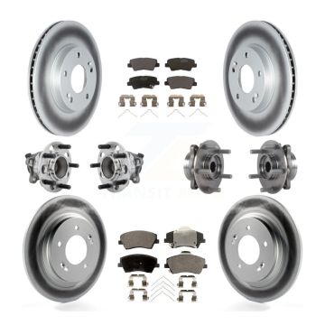 Front Rear Hub Bearings Coated Disc Brake Rotors And Pads Kit (10Pc) For Hyundai Ioniq KBB-132072