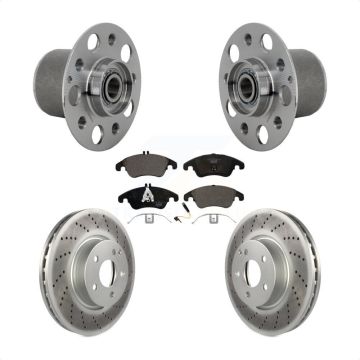 Front Hub Bearing Assembly Coated Brake Rotor & Pads Kit For Mercedes-Benz E350 E400 E250 KBB-132101