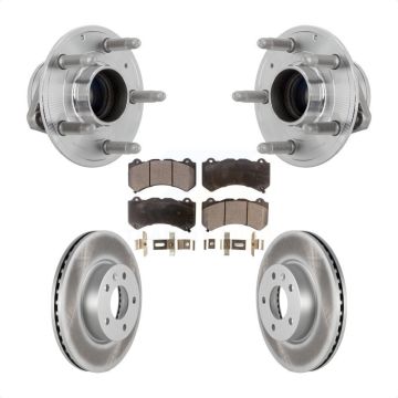 Front Hub Bearing Assembly Coated Brake Rotor & Pads Kit For 2017 Cadillac ATS V with RWD KBB-132121