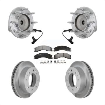 Front Hub Bearing Coat Brake Rotor Pad Kit For GMC Chevrolet Sierra 2500 HD Silverado RWD KBB-132124