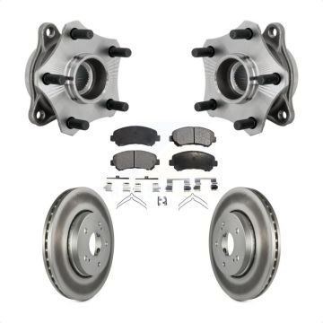 Front Hub Bearing Assembly Coated Disc Brake Rotor & Pad Kit For 2010-2013 Suzuki Kizashi KBB-132134